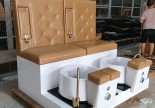 Lovely beauty nail bar furniture double seat pedicure bowl SPA sofa station manicure pedicure bench chair