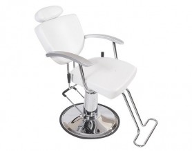 United Kingdom White Leather Unique Reclining Barber Shop Hydraulic Chair