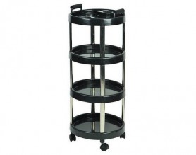 Cheap round plastic barber hairdressing equipment rolling storage tray cart beauty salon trolley