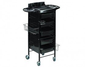 Modern black barber styling equipment rolling storage tray cart beauty salon trolley tool cabinet
