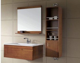 Cheap price PVC double sink bathroom vanity cabinet with mirror