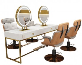 wood hotel makeup station bedroom dressing table with mirror