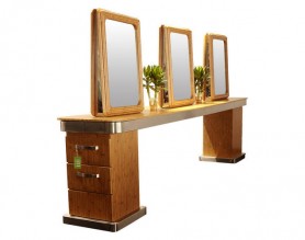 wooden barber hairdressing furniture salon styling mirror stations
