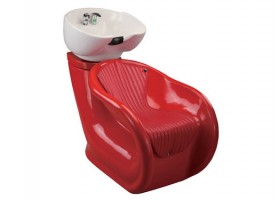Beauty women red shampoo chair hair backwash unit with basin