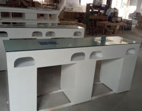 Modern glass white double manicure table nail desk bar station salon furniture