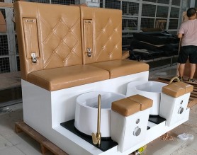 Lovely beauty nail bar furniture double seat pedicure bowl SPA sofa station manicure pedicure bench chair