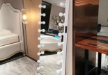 In Stock Barber Shop TV Makeup Dressing Room Hollywood Floor Stand Full Length Mirror Station Lighted Bulbs
