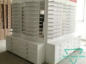 Factory Shop Decoration Wall Mounted Eyewear Display Wood Showcase Modern Glass Optical Display Cabinets