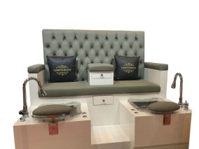 China Double spa pedicure foot massage bowl chair nail bar furniture sofa tub station manicure benches