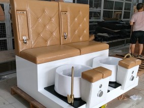 Lovely beauty nail bar furniture double seat pedicure bowl SPA sofa station manicure pedicure bench chair