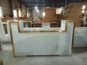 White Barber Shop Checkout Cashier Counter Spa Nail Club LED Beauty Table Front Salon Reception Desk