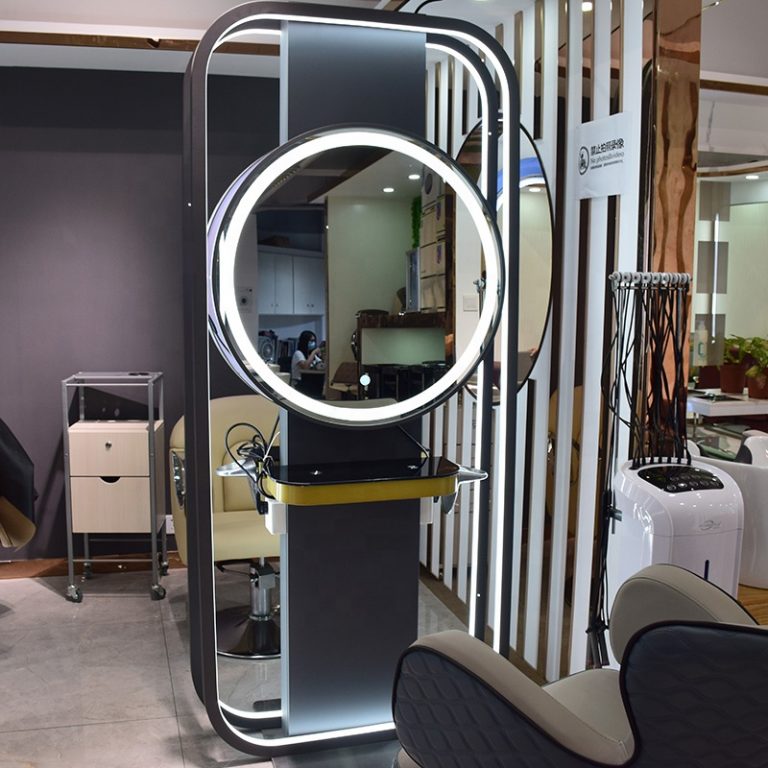 Stainless steel light barber mirror double sided styling hairdressing