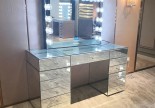 Stock in US Glass Cosmetic Beauty Hollywood Vanity Led TV Makeup Mirror Styling Station Dressing Table Set